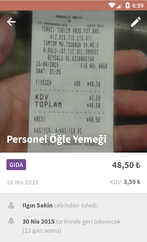 harcama detayı